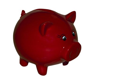 red money pig on wooden background