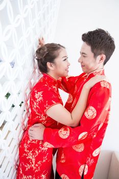 Happy Young Couples with chinese dress