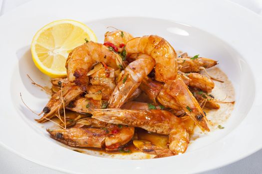 Shrimps prepared with garlic, chilli, white wine and balsamic vinegar