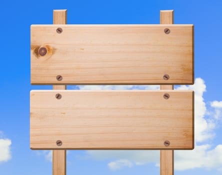 Exit arrow sign isolated on sky background with clipping path.