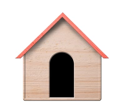 Dog house, isolated white background, clipping path.