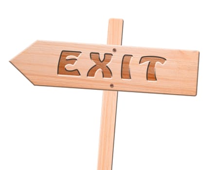 Exit arrow sign isolated on white with clipping path.