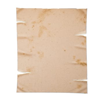 Old yellow paper isolated, white background clipping path.