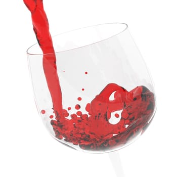 glass of red wine isolated on white