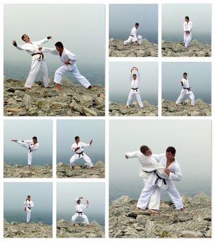 Karate fight collage. Made of ten photos.