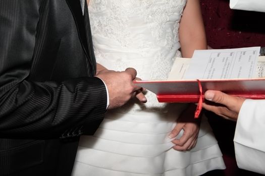 action to put the rings and give consent on a wedding