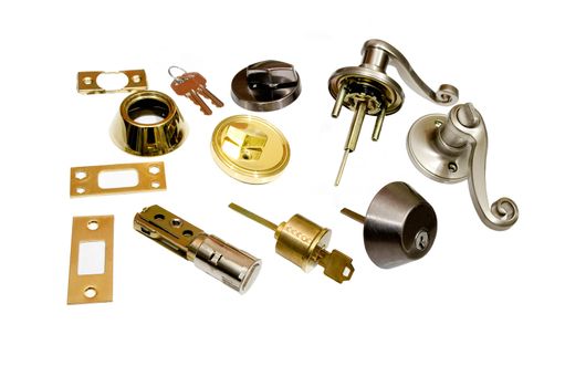 locksmith door locks on white background