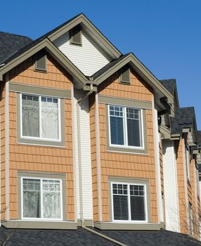exterior architecture of building with windows and sky . real estate income property investment concept