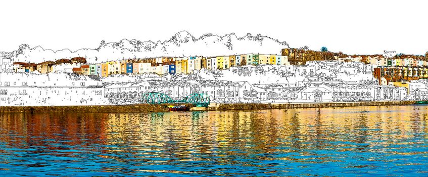 Bristol floating harbour collage of photo and illustration