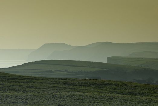 sciloutted landscape, south coast uk