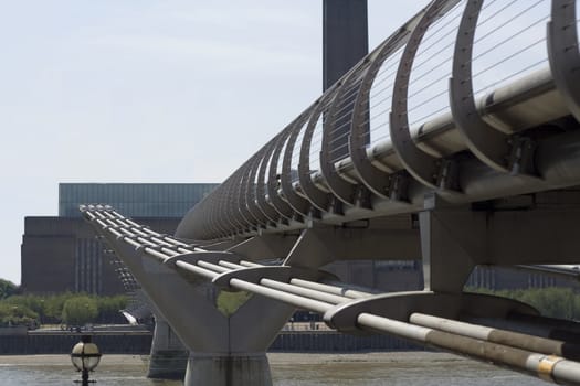 View of the Millennium Bridge with Tate Modern in the background