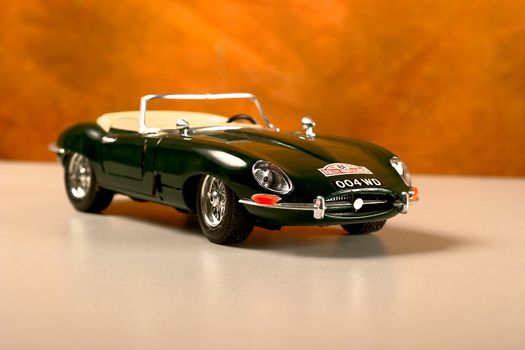 Model jaguar. Classic British sports car.