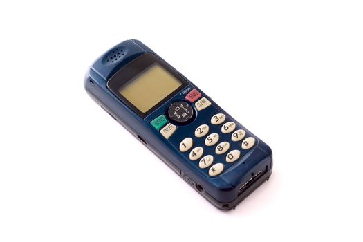 A cellular telephone isolated on white background. Studio light.