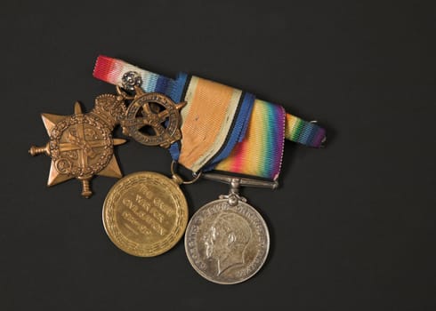 Great war medals and lapel badge