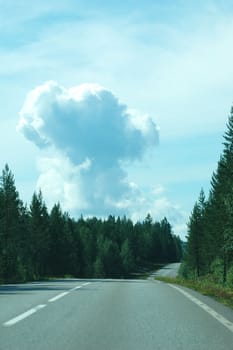 Cumulus clouds on a blue sky