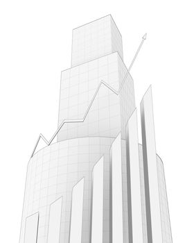 Business Buildings and arrow chart