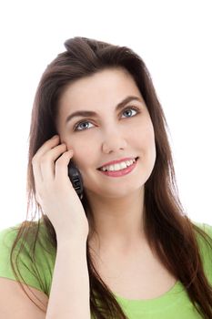 Smiling woman calling using her cellular phone