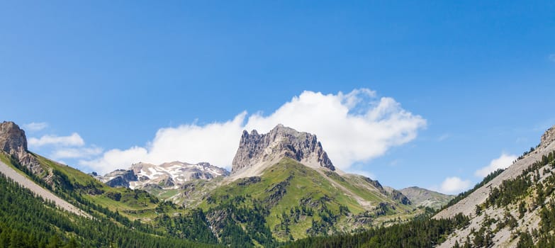 Close to Bardonecchia, Piemonte Region, Italy. A mountain panorama during a sunny day in summer season.