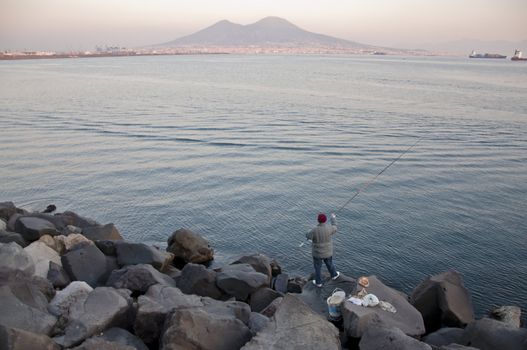 view of the bay of Naples, Italy