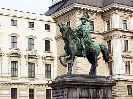 Vienna, Austria. Urban architecture. The equestrian statue of Emperor