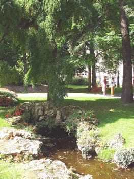 Pond in city park