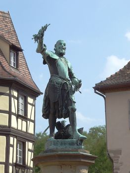 Statue  in central square of Colmar, France 