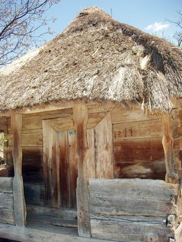 Ukrainian farmhouse under the thatched roof