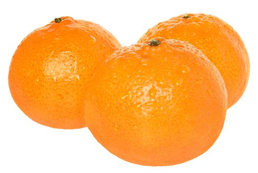 Ripe tangerines on a white background