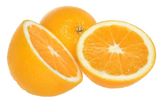 Ripe orange on a white background