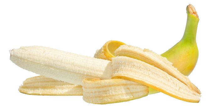 Ripe banana on a white background.
