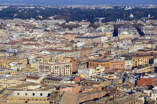 panoramic view of Rome from the height of St. Peter's