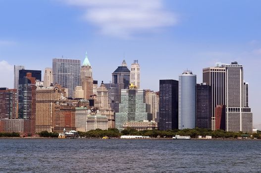 Panoramic view of the buildings and skyscrapers of down-town Manhattan, Newy York City