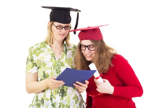 Two happy female graduates