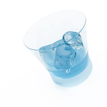 fresh cool drink with ice in glass on a white background