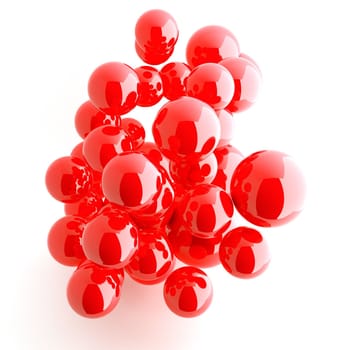 abstract background from bright red shiny balls