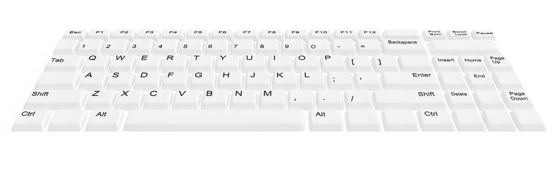 modern computer keyboard with white buttons