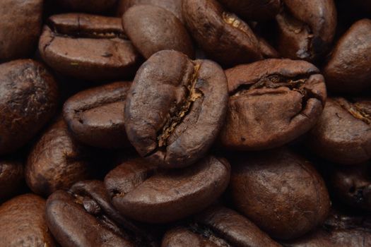 Close -up of black coffee seeds