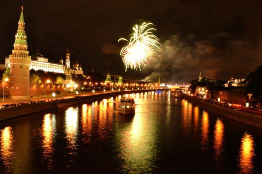 Firework over the Moscow river