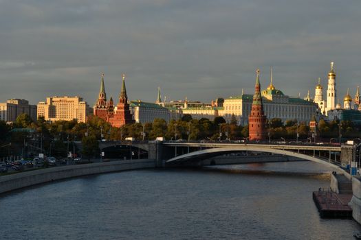 Evening view of the kremlin and the Moscow river