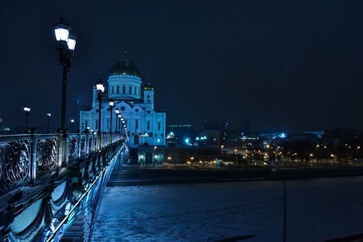 Night view of the Cathedral of Christ the Saviour in Moscow