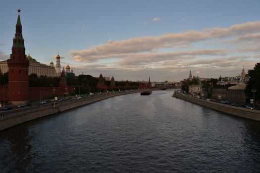 The evening view of the Moscow river