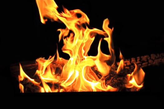 Image with red flame on the black background