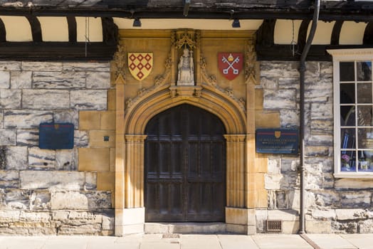 YORK, UK - MARCH 30: Entrance door to Saint William's College, founded in 1461. March 30, 2013 in York.