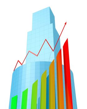 Business Buildings and arrow chart