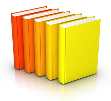 3D rendered row of colourful books