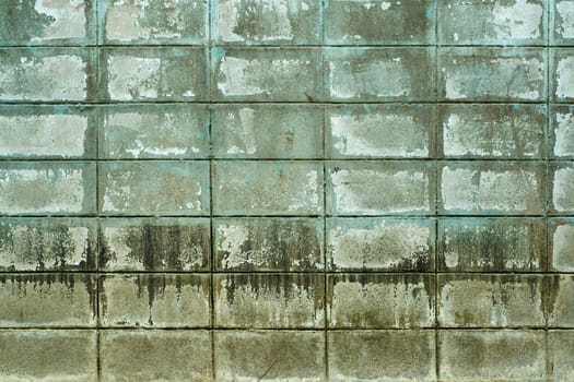 Texture of old green grunge block wall for background