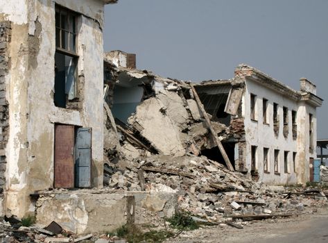 Destroyed building as an aftereffect of earthquake