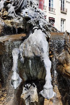 Bartholdi Fountain at the Place des Terreaux in Lyon, France 