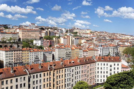 colored Lyon district in summer