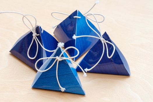 gift bags on a white wooden background